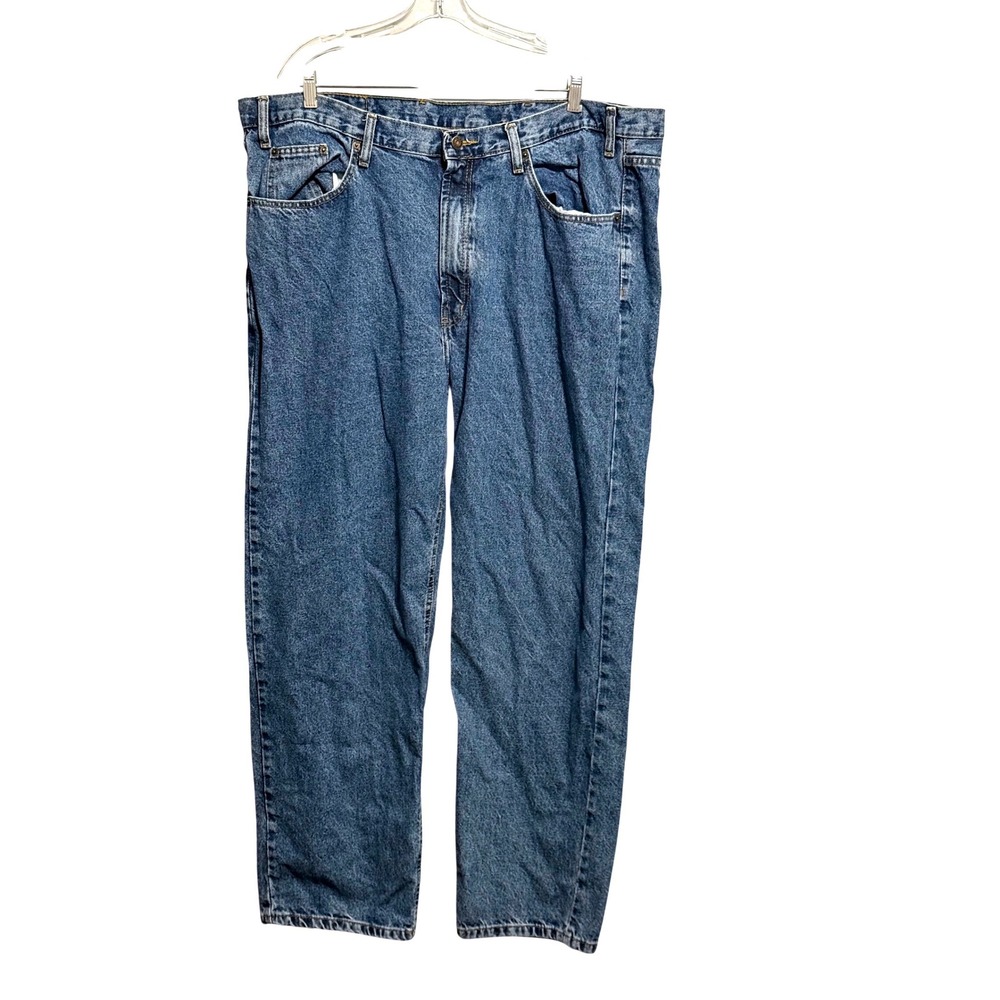 Full Blue Mens 44x32 Relaxed Fit Straight Leg Medium Wash Denim Jeans Blue